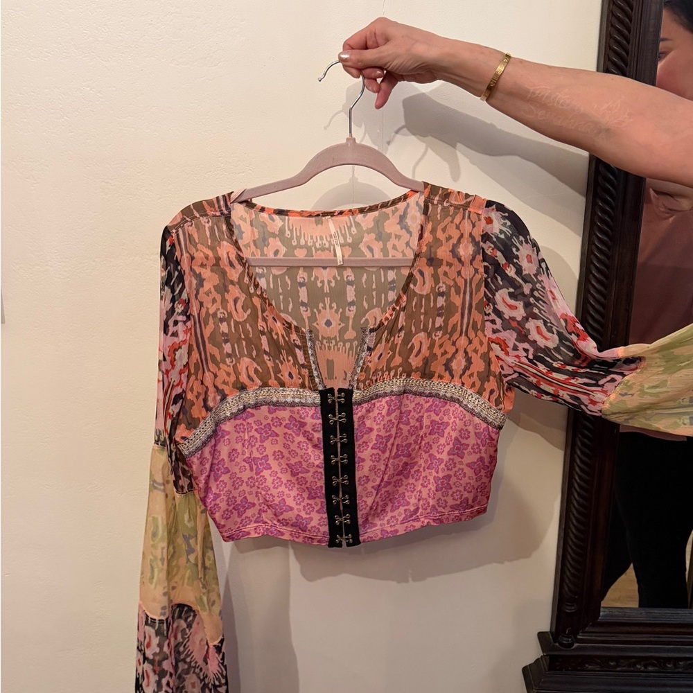 Free People Colorful Patterned Blouse